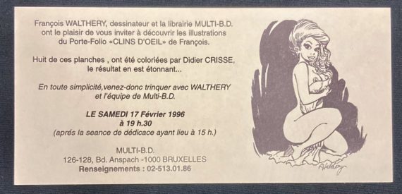 Walthéry - Natacha - Carte d'invitation (1996)