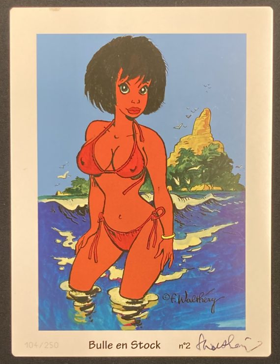 Walthéry - Pin Up ex libris - Plaque émaillé