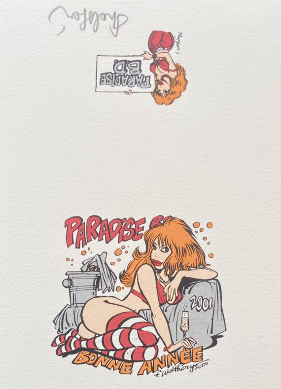 Walthéry - Natacha ex libris - Carte de voeux sérigraphie (2000)