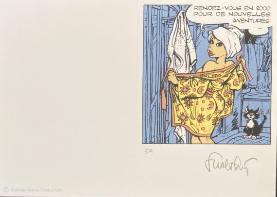 Walthéry - Natacha ex libris - Carte de voeux sérigraphie (1999)