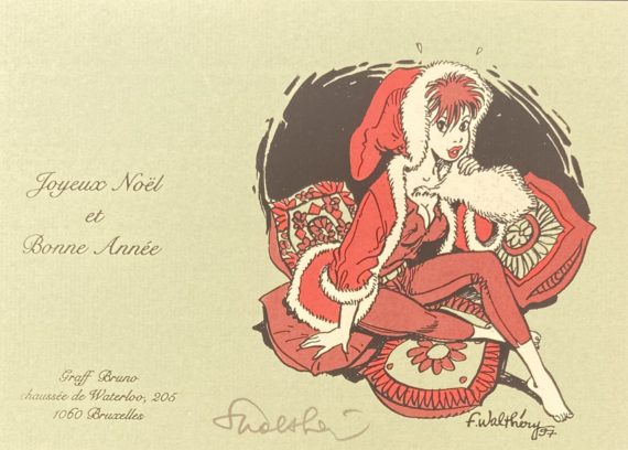 Walthéry & Gilson - Natacha ex libris - Carte de voeux (1997)