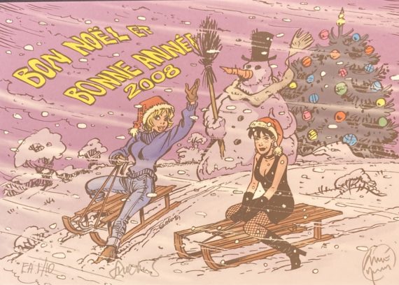 Walthéry & Taymans - Natacha ex libris - Carte de voeux (2008)