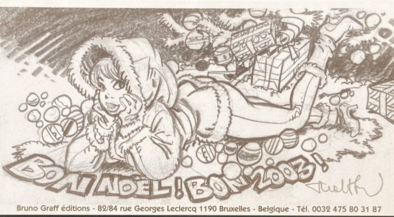 Walthéry & Gilson - Natacha ex libris - Carte de voeux (2003)