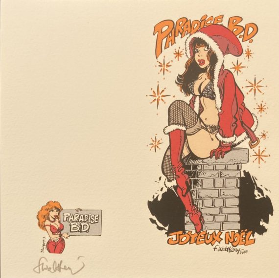 Walthéry - Natacha ex libris - Carte de voeux sérigraphie (2000)