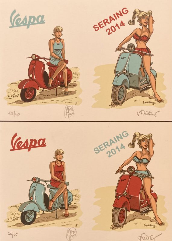 Walthéry & Taymans - Natacha & Caroline Baldwin 2 ex libris en sérigraphie