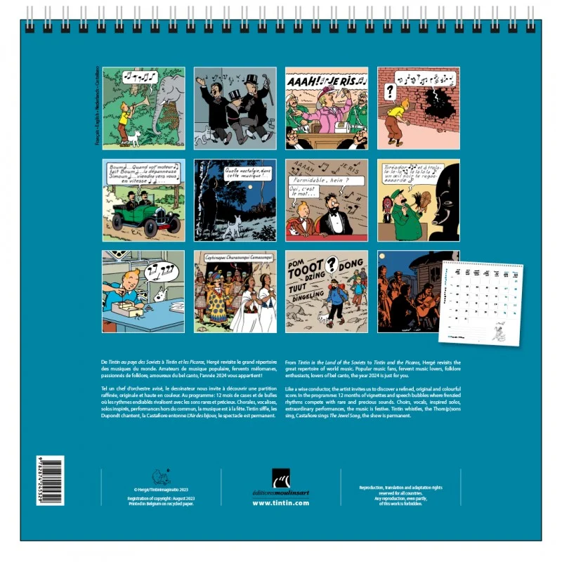 Hergé - Agenda de bureau Tintin 2024 - Papeterie civile - ie BD  Librairie BD à Paris