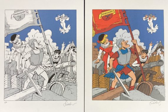 Walthéry - 2 tirés à part Bob et Bobette - Sérigraphies Golden Creek