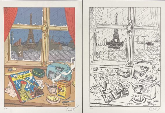 Walthéry - 2 tirés à part Blake et Mortimer - Golden Creek