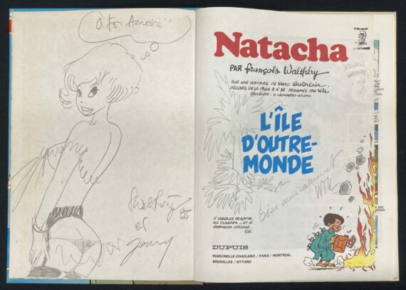 Walthéry, Will & Wasterlain - Natacha N° 10 "L'île d'outre monde" - Dédicacé (1984)