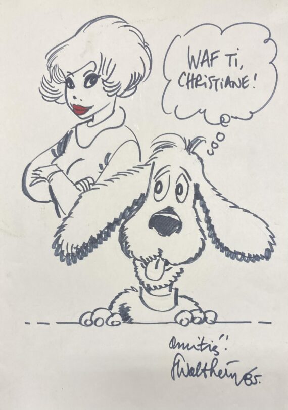 Walthéry - Natacha Dédicace sur feuille volante (1985)