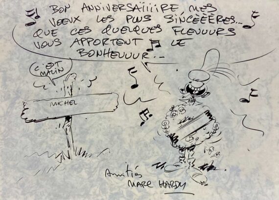 Hardy & Cauvin - Dédicace / Pierre Tombale N° 6 "Côte à l'os" (1989)