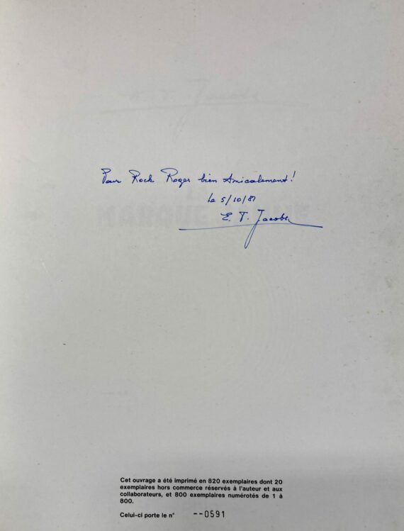 E.P. Jacobs - Dédicace / Blake et Mortimer  La marque jaune - Tirage de tête (1977)