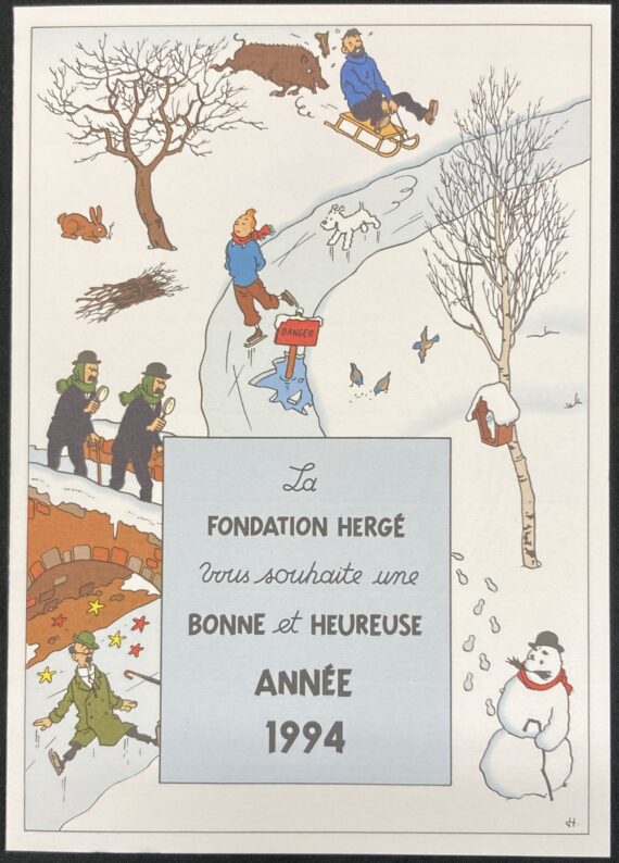 Hergé - Tintin / Carte de voeux Scène hivernale (1994)
