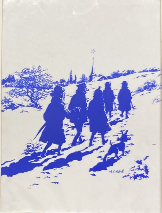 Hergé - Tintin / Carte de voeux  sur plexiglas (1985)