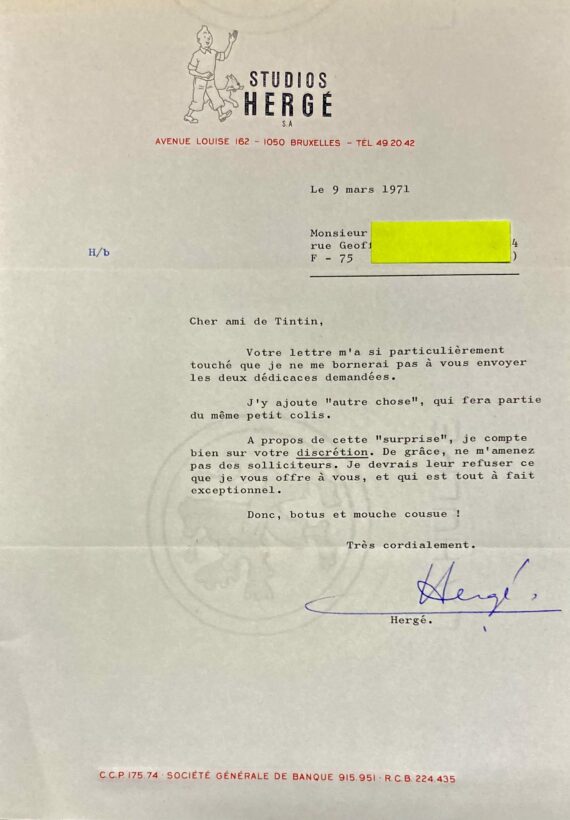 Hergé - Tintin / Lettre - Signée (1971)