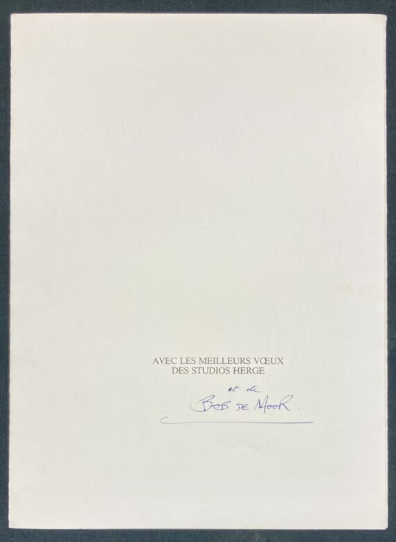 Hergé & Bob de Moor - Tintin / Carte de voeux  Alph' Art -  Signée (1986)