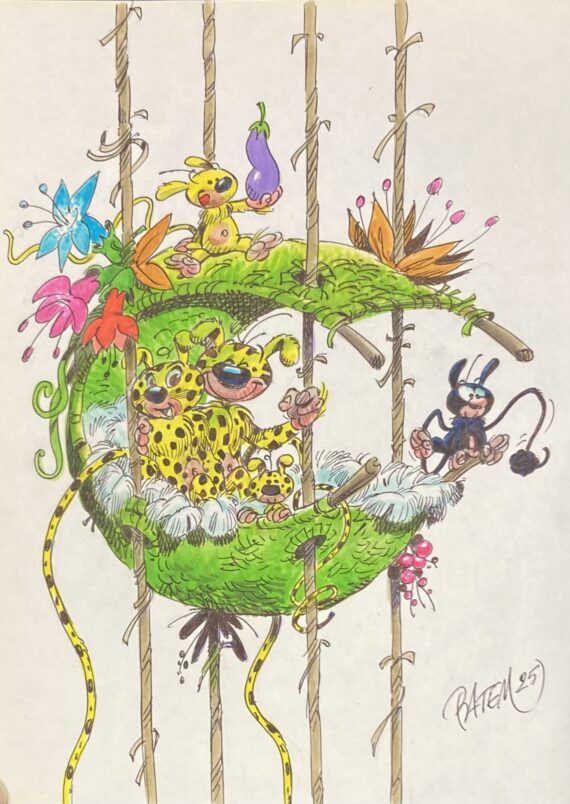 Batem – Dédicace / Marsupilami N° 4 "Le pollen du Monte Urticando" (1989)