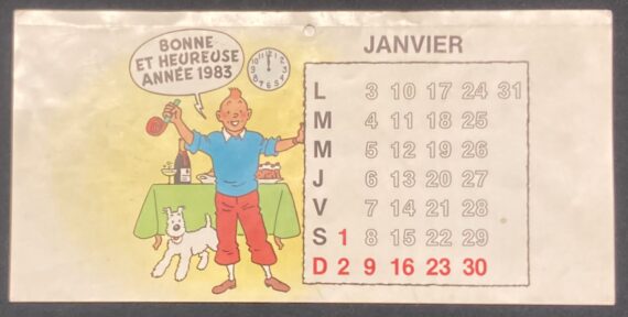 Hergé / Tintin - Carte de voeux calendrier (1982/1983)