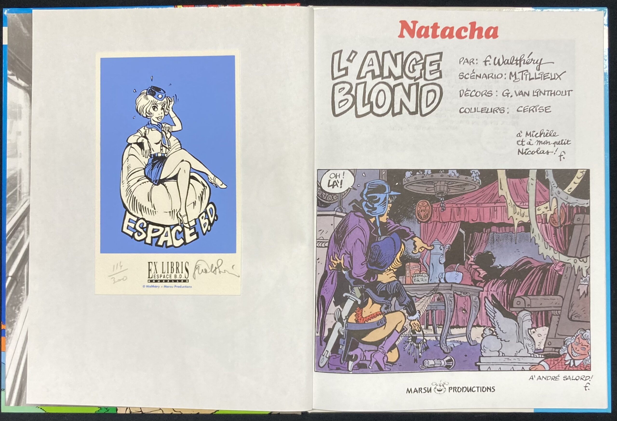 Walthéry – Natacha N° 16 L’ange blond + Ex libris - Amazonie BD